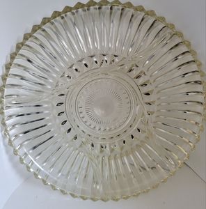 Vintage Pressed Glass Relish Dish Tray Plate Round Divided 5 Sections
